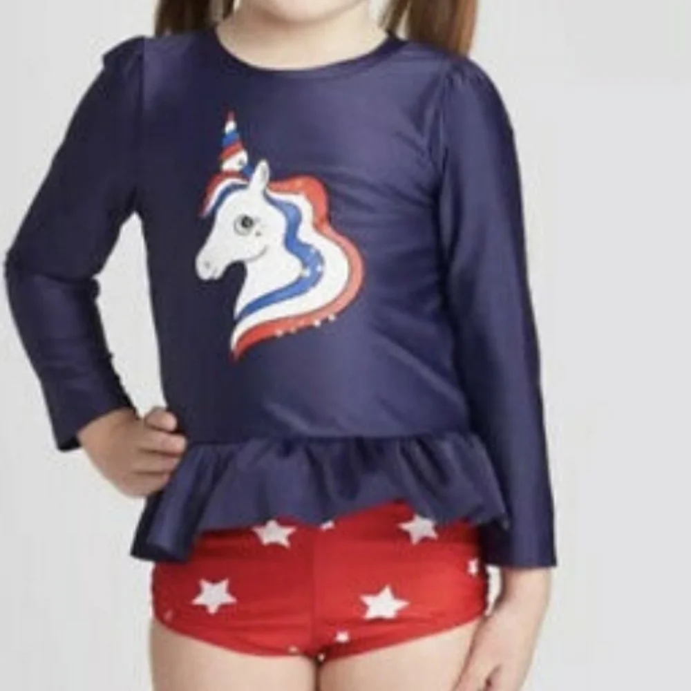 Unicorn rash guard swimsuit